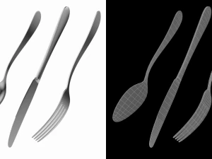 Dessert Knife Fork Spoon Generic Cutlery 3D Model
