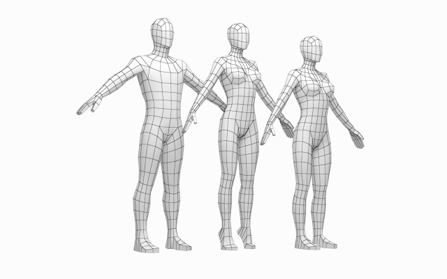 Natural Male And Female Base Mesh In A Pose 3d Model In Woman 3dexport 5127