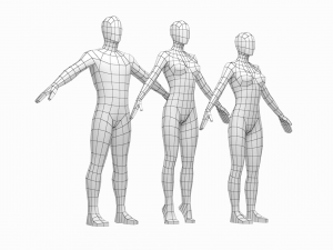 Natural Male and Female Base Mesh in A Pose 3D मॉडल