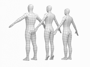 Natural Male and Female Base Mesh in A Pose 3D मॉडल