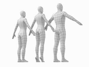 Natural Male and Female Base Mesh in A Pose 3D मॉडल