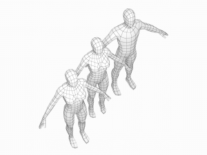 Natural Male and Female Base Mesh in A Pose 3D मॉडल