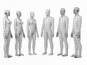 Natural Female and Male in Rest Pose Base Mesh BUNDLE Model 3D