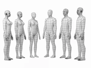 Nat&uuml;rliches Weibchen und M&auml;nnchen in Ruhehaltung, Basis-Mesh-B&uuml;ndel 3D Modell