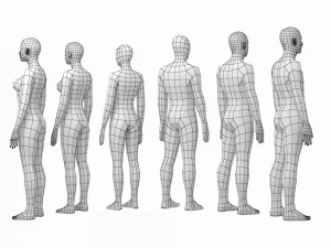Nat&uuml;rliches Weibchen und M&auml;nnchen in Ruhehaltung, Basis-Mesh-B&uuml;ndel 3D Modell