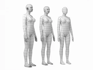 Nat&uuml;rliches Weibchen und M&auml;nnchen in Ruhehaltung, Basis-Mesh-B&uuml;ndel 3D Modell