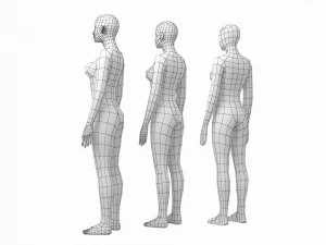 Nat&uuml;rliches Weibchen und M&auml;nnchen in Ruhehaltung, Basis-Mesh-B&uuml;ndel 3D Modell
