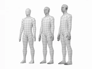 Nat&uuml;rliches Weibchen und M&auml;nnchen in Ruhehaltung, Basis-Mesh-B&uuml;ndel 3D Modell