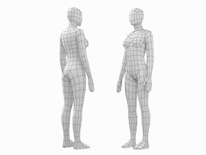 Natural Female and Male in Rest Pose Base Mesh BUNDLE Model 3D