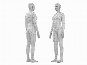 Natural Female and Male in Rest Pose Base Mesh BUNDLE Model 3D