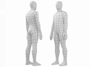 Nat&uuml;rliches Weibchen und M&auml;nnchen in Ruhehaltung, Basis-Mesh-B&uuml;ndel 3D Modell
