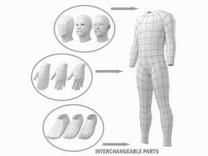 Natural Female and Male in Rest Pose Base Mesh BUNDLE Model 3D