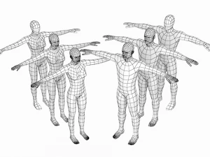 T-Pose Taban Meshinde Doğal Kadın ve Erkek PAKET 3D Model