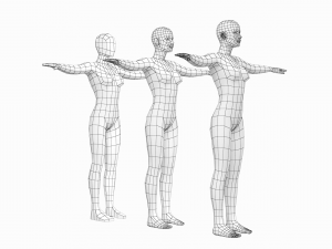 Natural Female and Male in T-Pose Base Mesh BUNDLE Modello 3D
