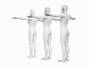 Natural Female and Male in T-Pose Base Mesh BUNDLE Modello 3D