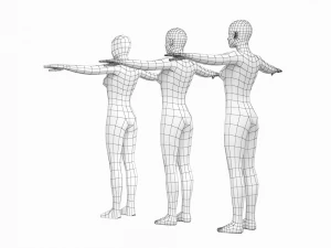 T-Pose Taban Meshinde Doğal Kadın ve Erkek PAKET 3D Model