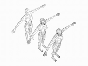 Natural Female and Male in T-Pose Base Mesh BUNDLE Modello 3D