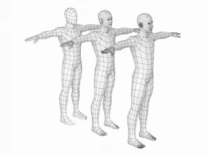 T-Pose Taban Meshinde Doğal Kadın ve Erkek PAKET 3D Model