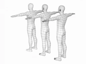 T-Pose Taban Meshinde Doğal Kadın ve Erkek PAKET 3D Model