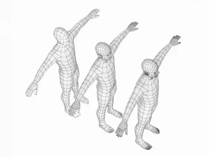 T-Pose Taban Meshinde Doğal Kadın ve Erkek PAKET 3D Model