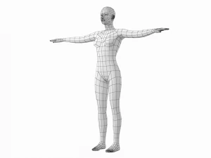 T-Pose Taban Meshinde Doğal Kadın ve Erkek PAKET 3D Model