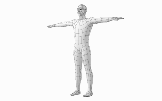 base mesh---man t-pose 3D Model in Man 3DExport, t pose character