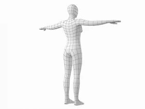 T-Pose Taban Meshinde Doğal Kadın ve Erkek PAKET 3D Model