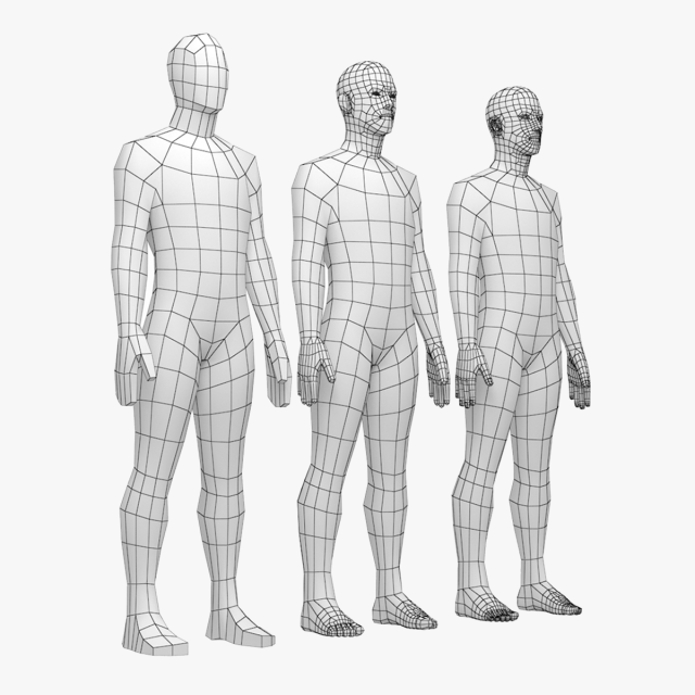 Natural Male in Rest Pose Base Mesh Modello 3D .c4d .max .obj .3ds .fbx .stl .blend 