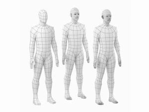 Maschio naturale in maglia di base in posa di riposo Modello 3D