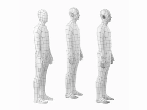 Maschio naturale in maglia di base in posa di riposo Modello 3D