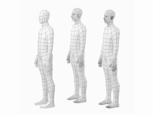 Maschio naturale in maglia di base in posa di riposo Modello 3D