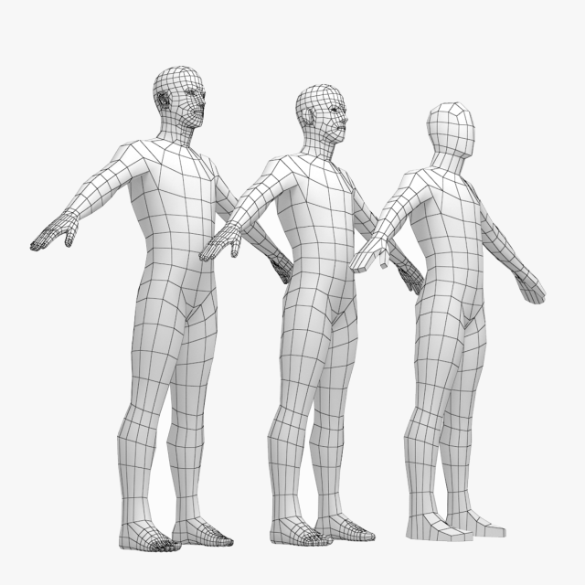 Natural Male in A-Pose Base Mesh 3D Model .c4d .max .obj .3ds .fbx .lwo .lw .lws