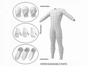Natural Male in A-Pose Base Mesh 3D Model