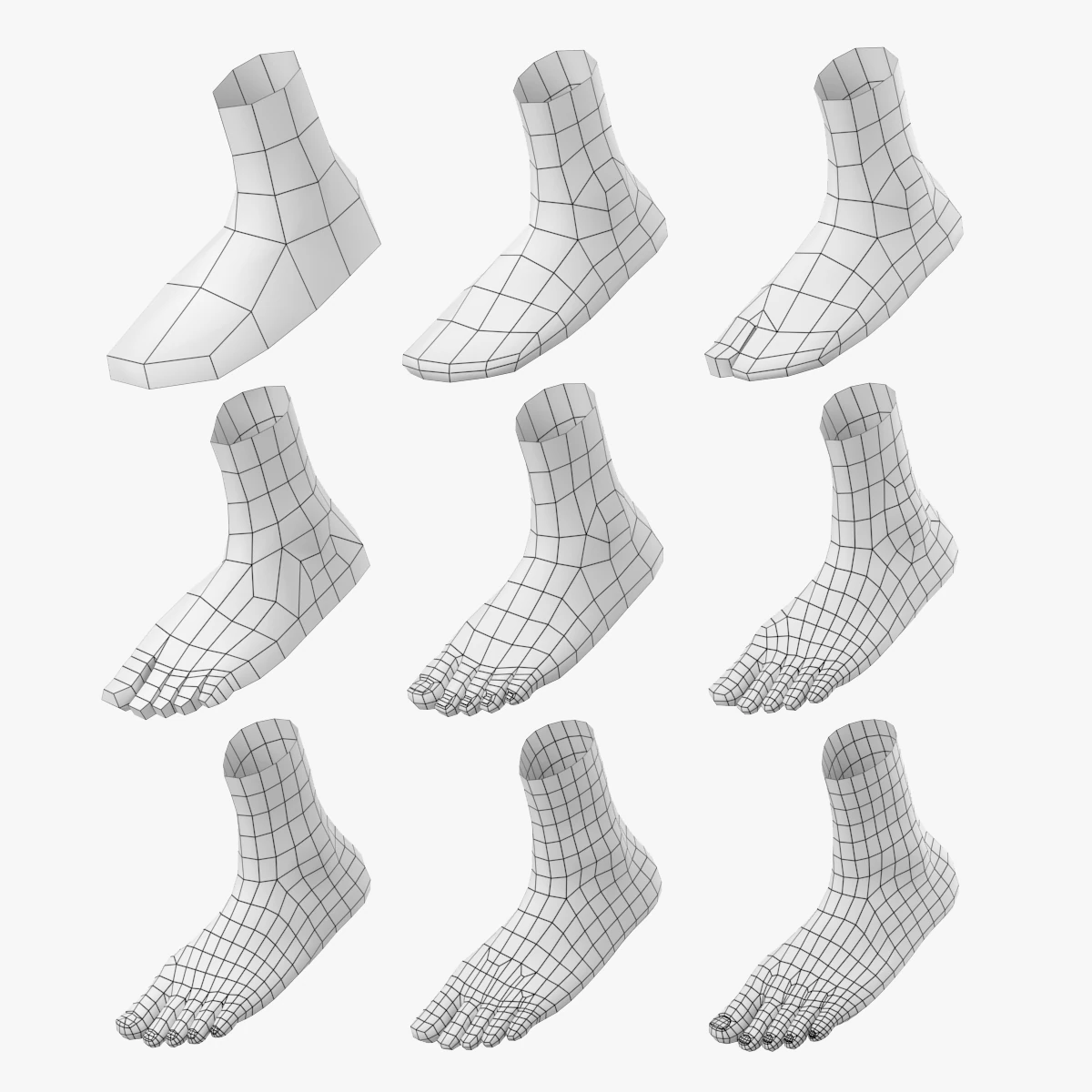Foot Base Mesh Kit 3D Model .c4d .max .obj .3ds .fbx .stl .blend 