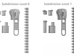 Zip Fastener For Outerwear With 5cm Teeth Rows 3D Model