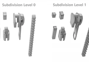 Zip Fastener For Outerwear With 5cm Teeth Rows 3D Model