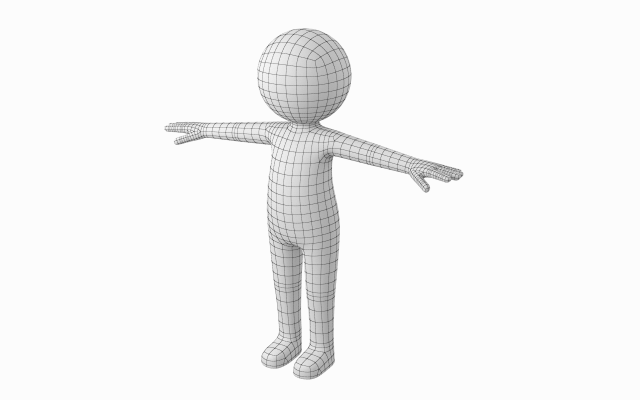 Adult Stylized Stickman in T-Pose 3D Model .c4d .max .obj .3ds .fbx .lwo .lw .lws