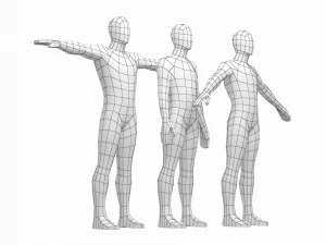 Macho Natural em 3 Poses de Modelagem Malha Base Modelo 3D