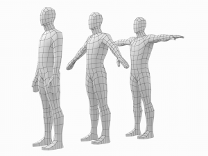 Natural Male in 3 Modeling Poses Base Mesh 3D-Modell