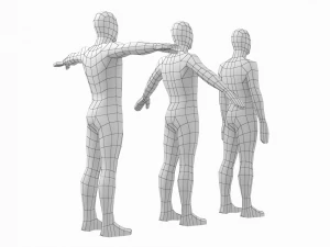 Macho Natural em 3 Poses de Modelagem Malha Base Modelo 3D