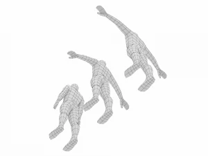 Macho Natural em 3 Poses de Modelagem Malha Base Modelo 3D