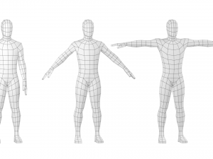 Natural Male in 3 Modeling Poses Base Mesh 3D-Modell