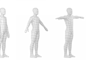 Natural Male in 3 Modeling Poses Base Mesh 3D-Modell