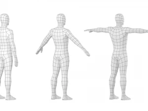 Macho Natural em 3 Poses de Modelagem Malha Base Modelo 3D