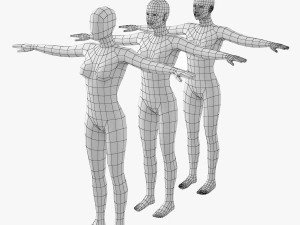 T-Pose 베이스 메쉬의 천연 여성 3D 모델