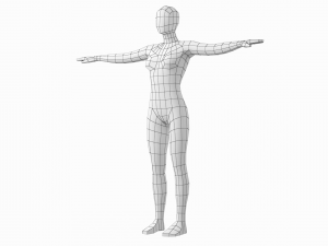 Natural Female in T-Pose Base Mesh Modello 3D