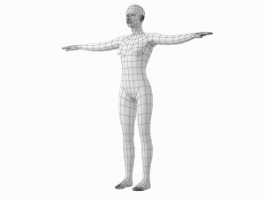Natural Female in T-Pose Base Mesh Modello 3D
