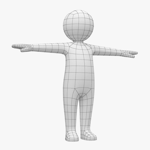 Toddler Baby Child Stickman in T-Pose 3Dモデル .c4d .max .obj .3ds .fbx .stl .blend 