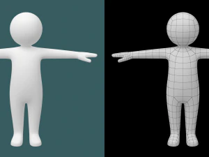 Toddler Baby Child Stickman in T-Pose 3D Model