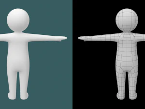 Toddler Baby Child Stickman in T-Pose 3D Model